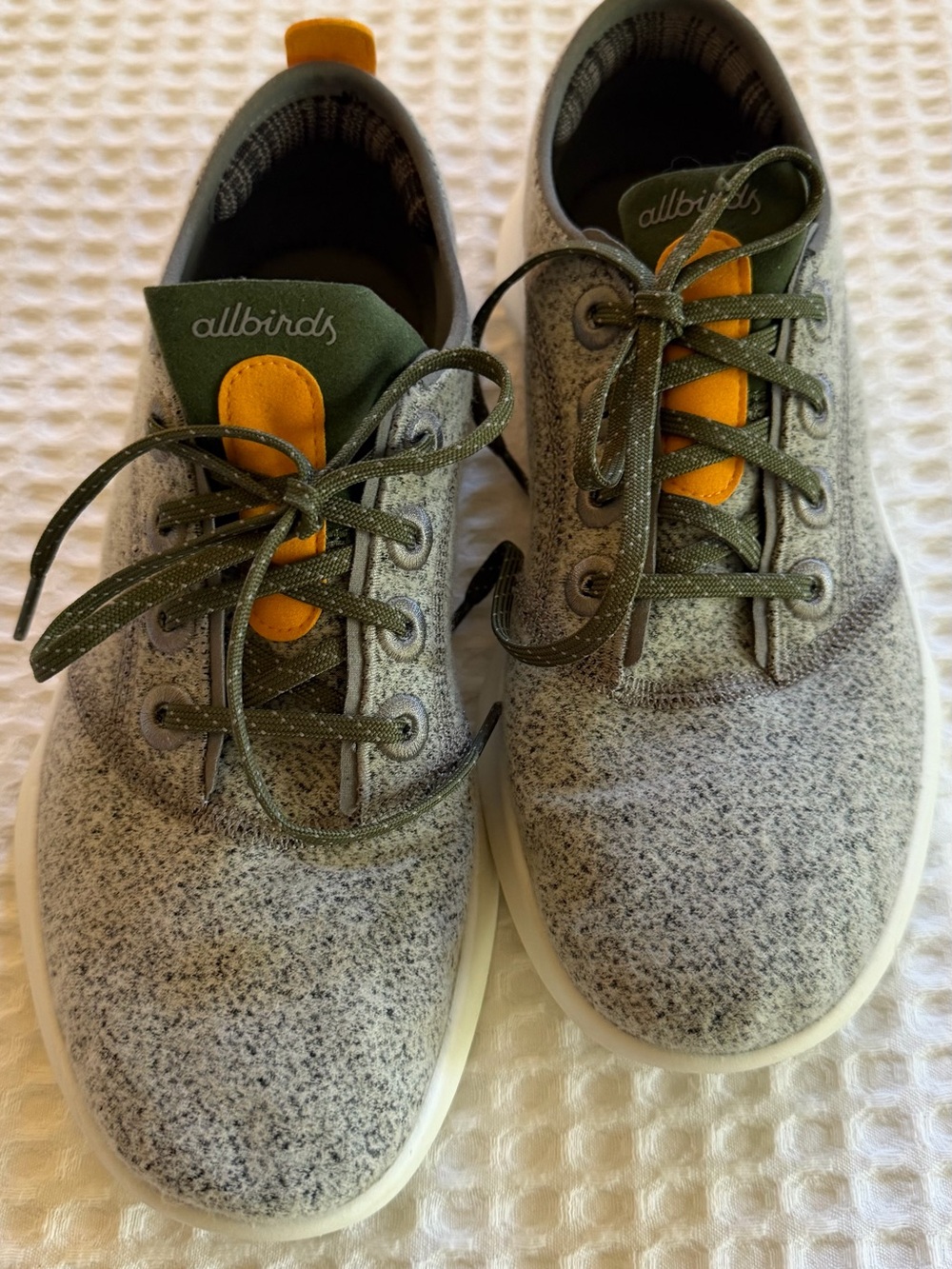 Allbirds womens Sneakers in Gray with Olive and Yellow Accents